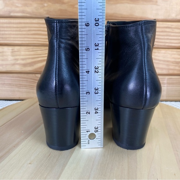 Geox Respira Women's Black Leather Block Heel Ankle Boots Bootie 40 EUR Side Zip - Picture 5 of 11